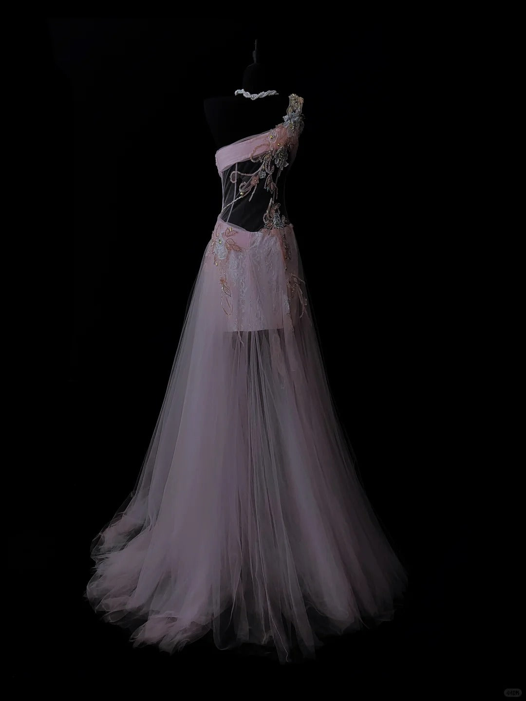 Rosa Wunderschöne Elegante Mode Exquisite Blumen Perlen Lange Meerjungfrau Satin Tüll Ballkleid Abendkleid Ballkleid nv3873