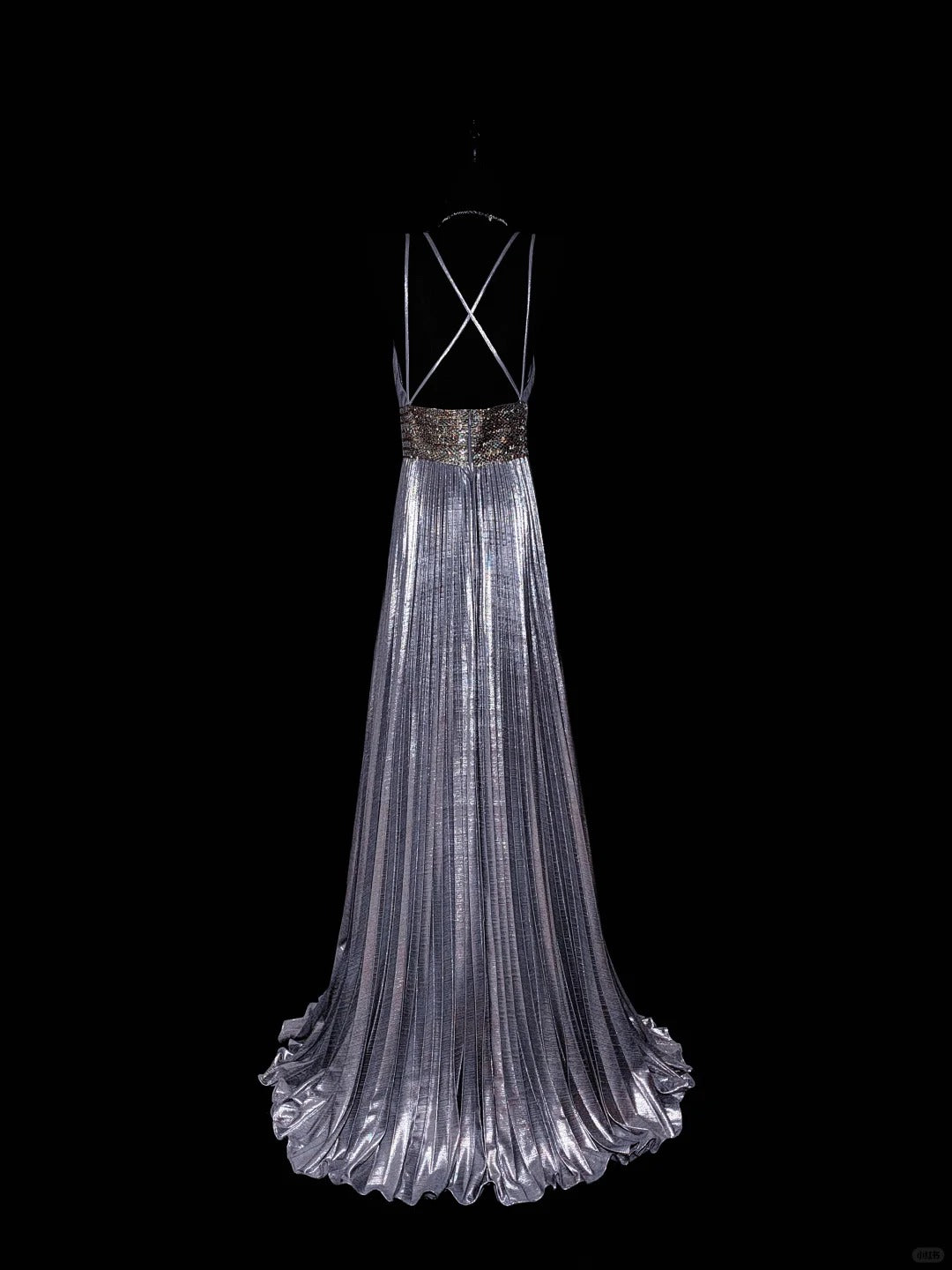 Moonlight Silver Fashion Elegant V-Ausschnitt Exquisite Perlenbesatz Lange Satin Bodenlange Schleppe Ballkleid Abendkleid Ballkleid Partykleid nv3868