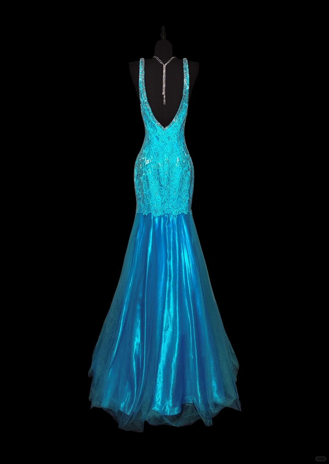 Blau Glänzend Mode Elegant V-Ausschnitt Blumen Lange Meerjungfrau Schlank Fischschwanzrock Satin Bodenlang Schleppe Ballkleid Abendkleid Partykleid Ballkleid nv3862