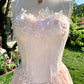 Pink Sweet Short Floral Tulle Homecoming Dress Birthday Party Dress nv4937