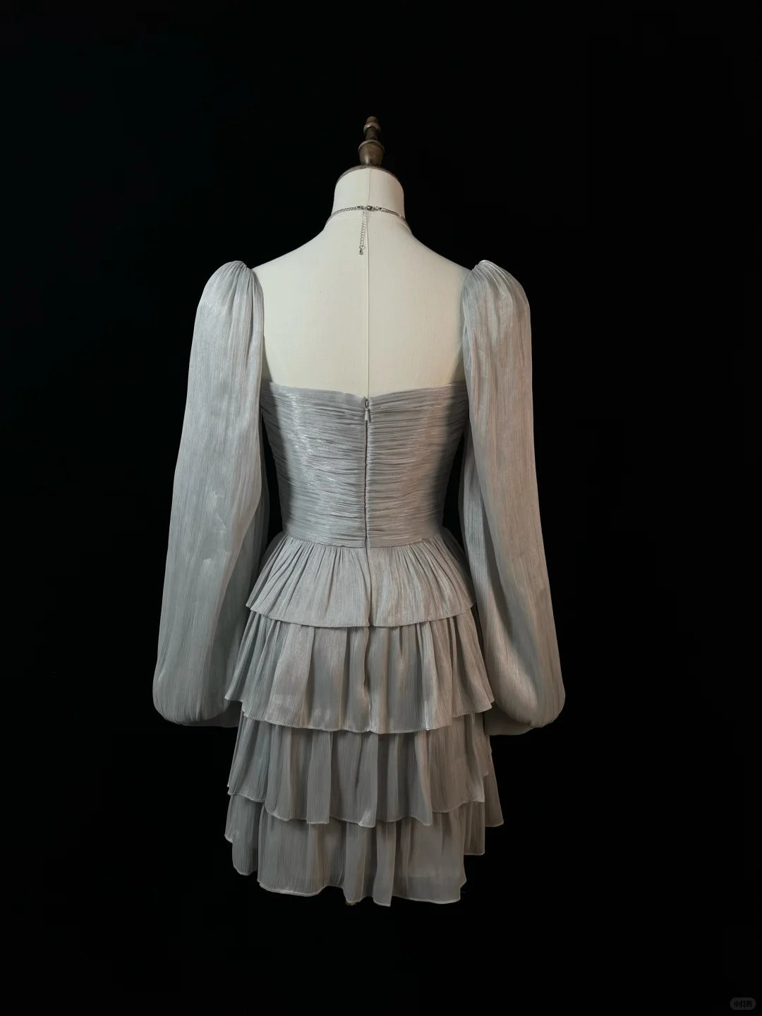 Silver Cute Short Satin Homecoming Dress Birthday Dress nv4788