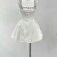 Black/White Beaded Short Satin Homecoming Dress Birthday Party Dress nv5262