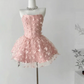 Pink Butterfly Short Chiffon Homecoming Dress Birthday Party Dress nv5264