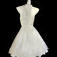 White stylish pleated pearl beaded short chiffon homecoming dress for birthdays nv5222