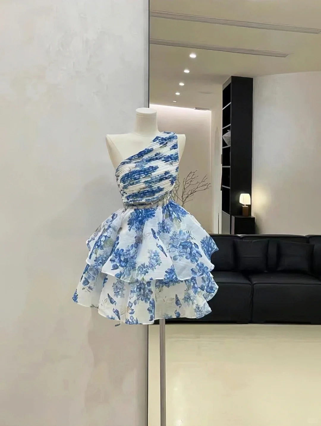 Blue Fashion Homecoming Dress Short Chiffon Princess Birthday Party Dress nv4362
