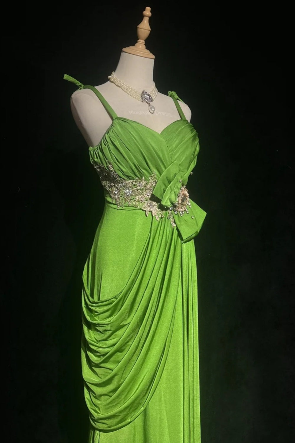 Green Olive-Colored Long Dress  NV6864