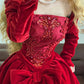 Red velvet beaded gorgeous retro elegant long princess ball gown nv5011