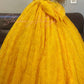 Yellow Floral Elegant Long Tulle Ball Gown nv5023
