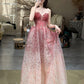 Dreamy Gradient Style Strapless Sleeveless Gown | Pink-Rose Sequin Tulle Ballgown Maxi Dress for Gala Ball Engagement Luxury Party NV6272