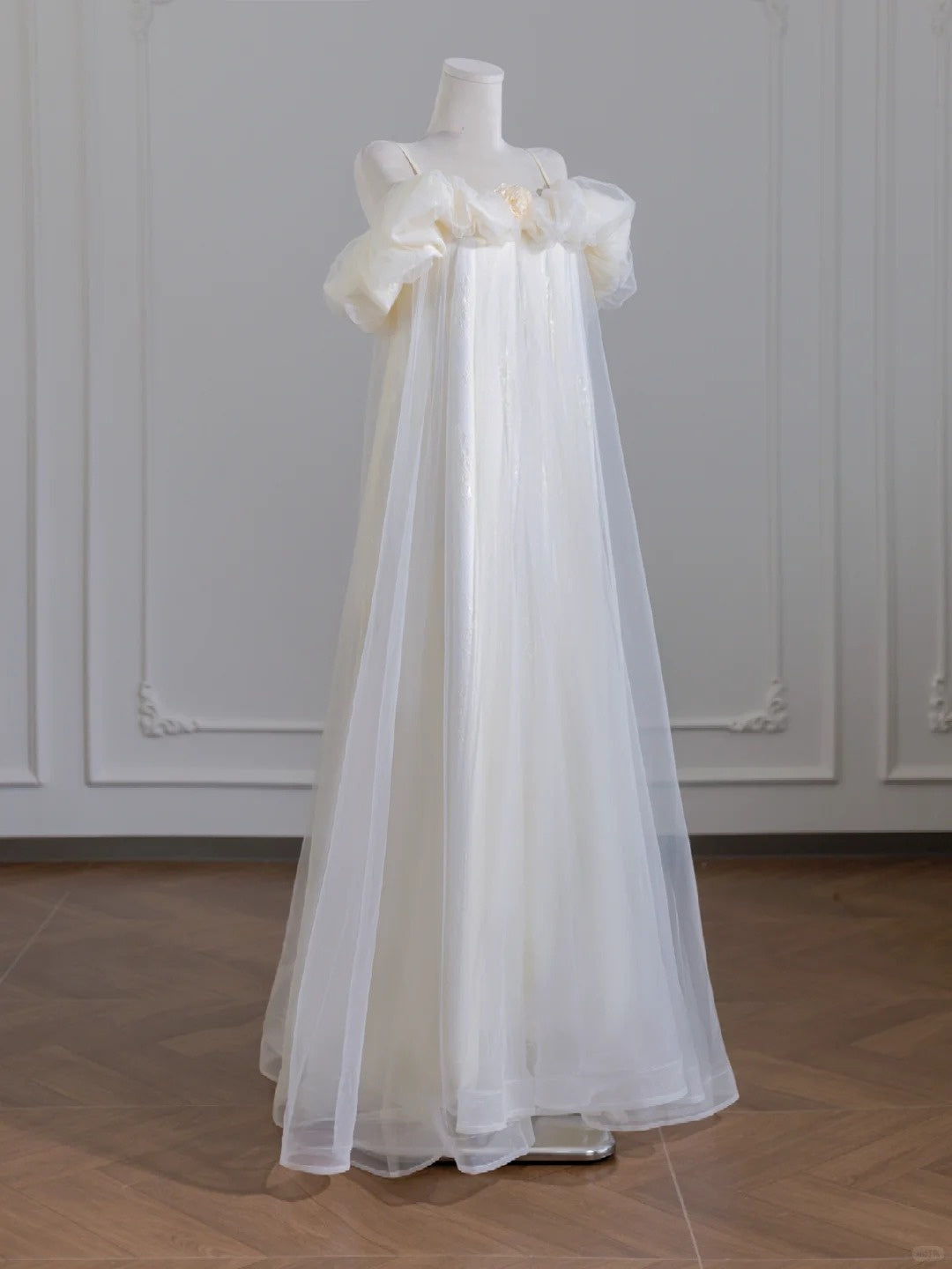 Light Yellow Sweet Floral Long Chiffon Prom Dress Evening Dress Party Dress nv4960