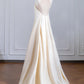 Champagne Fashion Strap Long Satin Prom Dress Evening Dress Party Dress nv4960