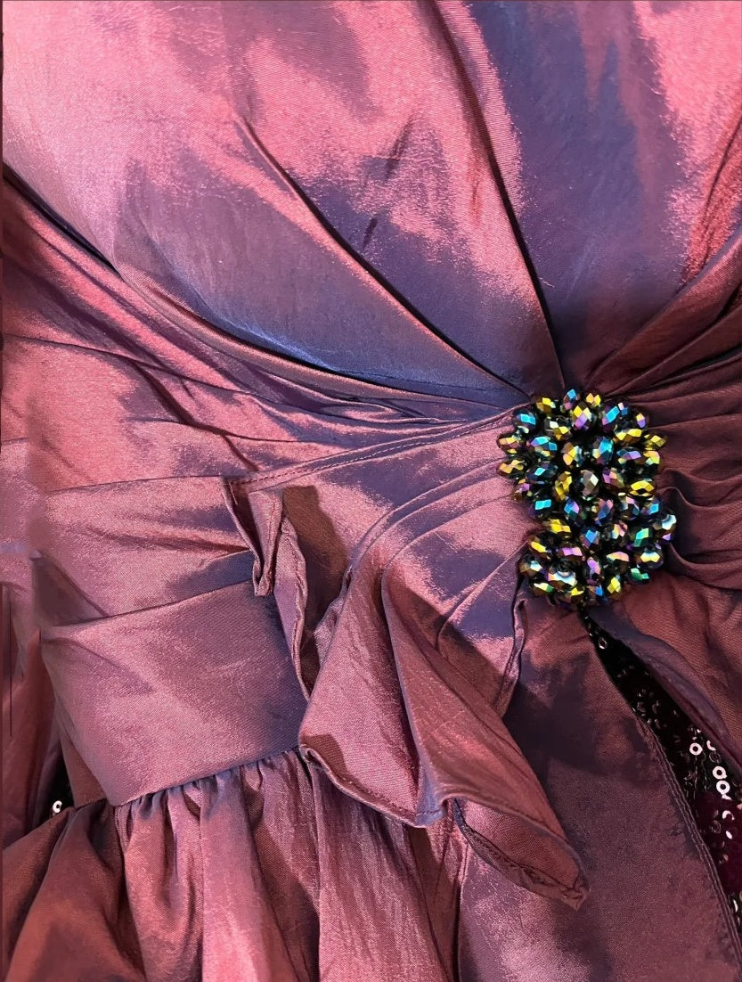 Robe de soirée longue en satin et dentelle violette, style sirène, nv4321