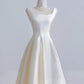 White Simple Fashion Elegant Long Satin Prom Dress Evening Dress Party Dress nv4951