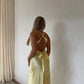Yellow V-neck backless fashion elegant long satin ball gown evening dress wedding guest party dress nv2013
