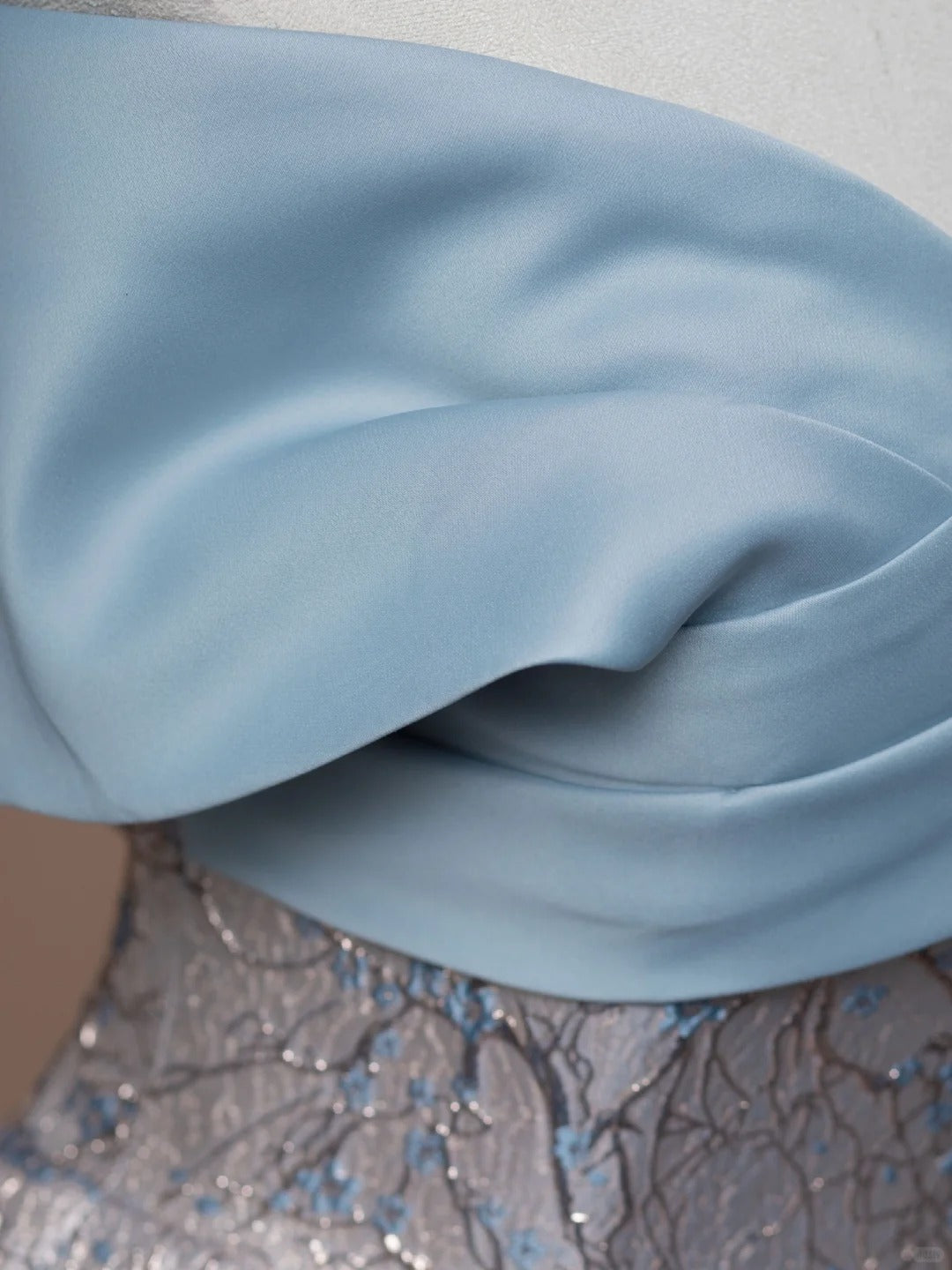 Blue Floral Elegant Fashion Long Satin Prom Dress Evening Dress Party Dress nv4743