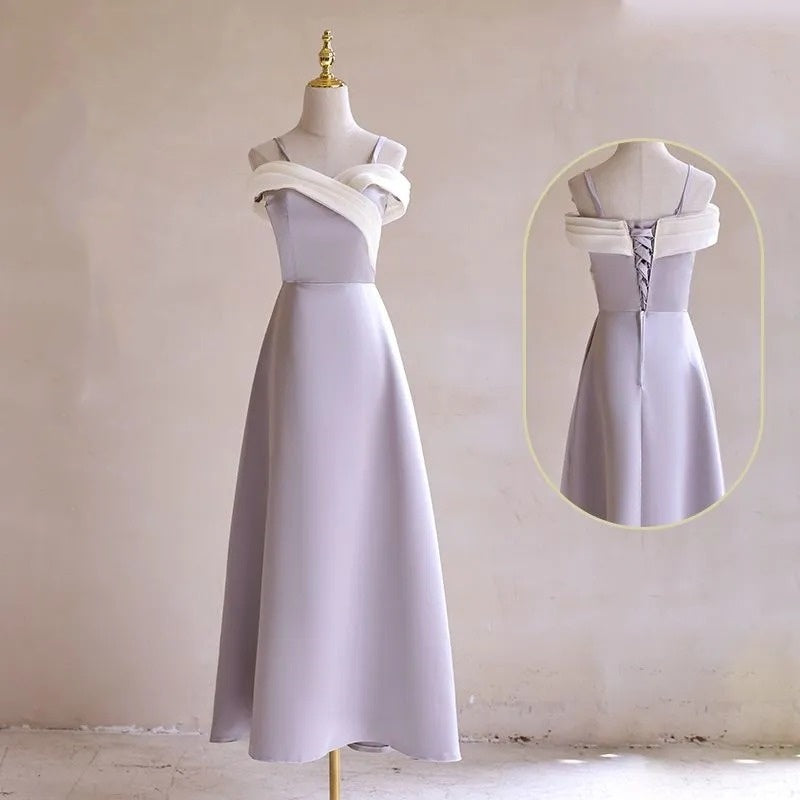 Purple Fashion Elegant Long Satin Tulle Bridesmaid Dresses Prom Dresses Evening Dresses Party Dresses Graduation Dresses nv4044