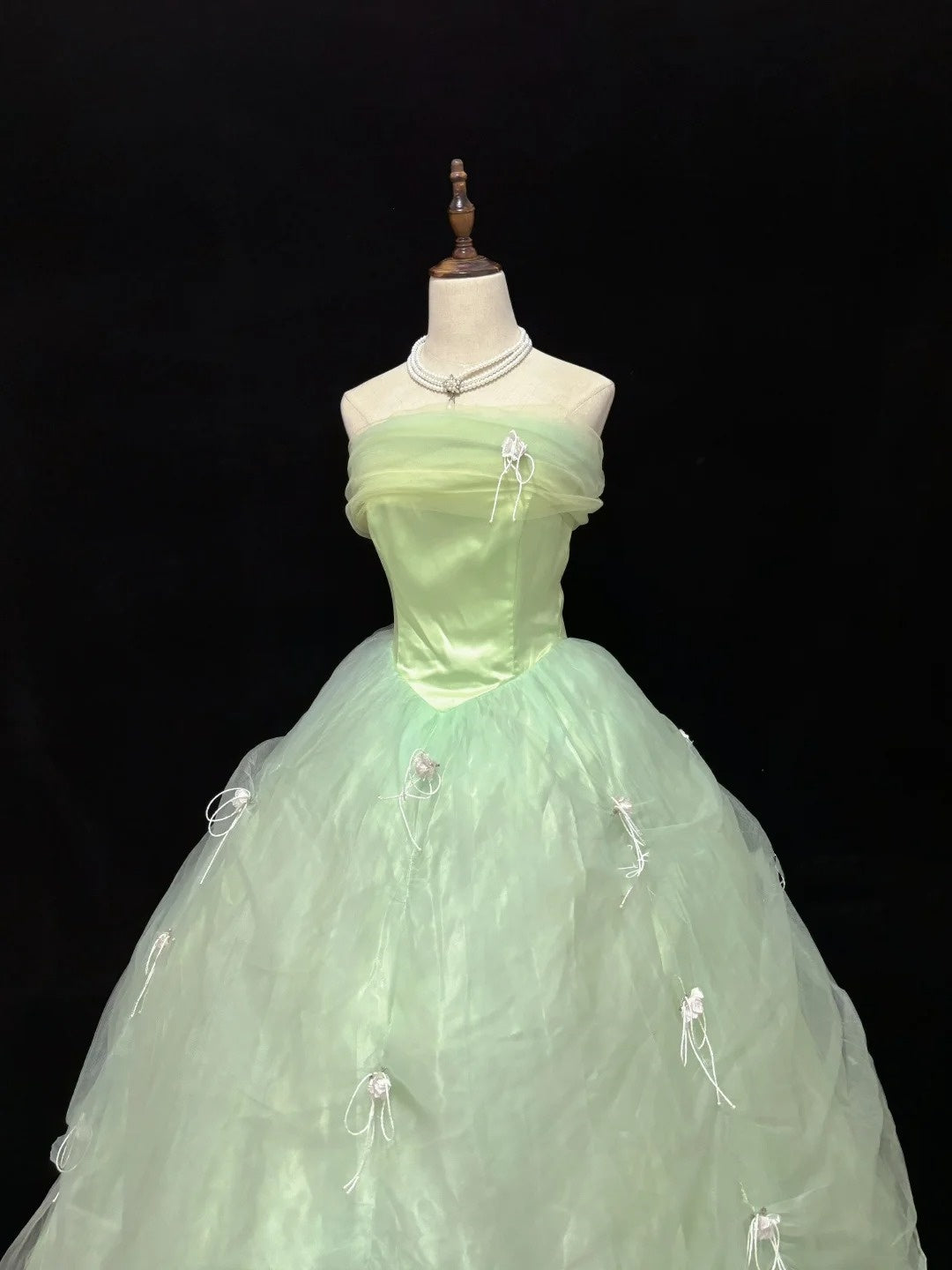 Green Fashionable Elegant Sweet Long Floor-length Tulle Princess Prom Dress Evening Dress Birthday Dress nv4137