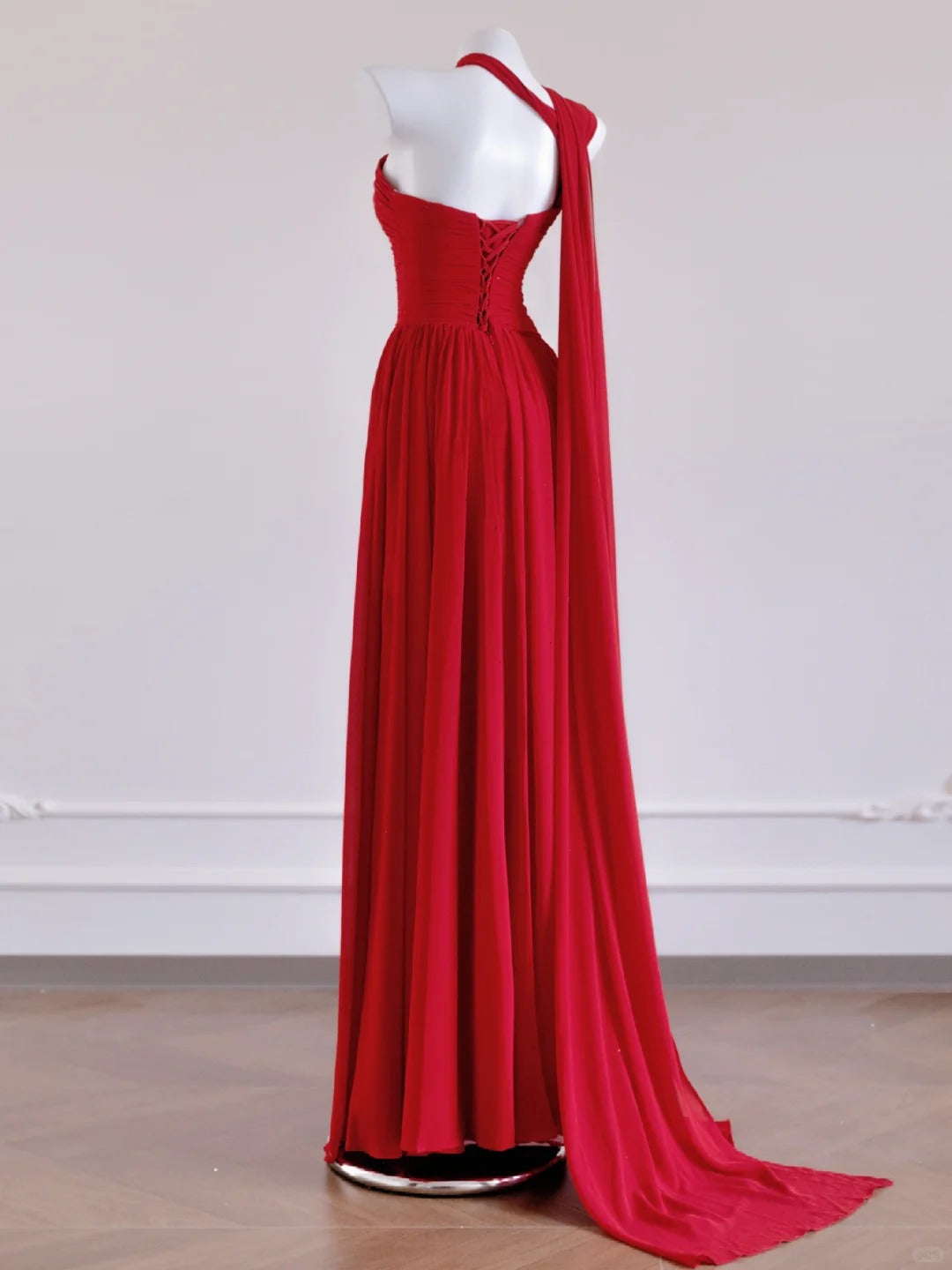 Red Elegant Fashion Long Bodycon Chiffon Prom Dress Evening Dress Wedding Guest Dress nv4973