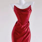 Rotes, modisches Meerjungfrau-Kleid, lang, Satin, Ballkleid, Abendkleid, Partykleid, nv4728