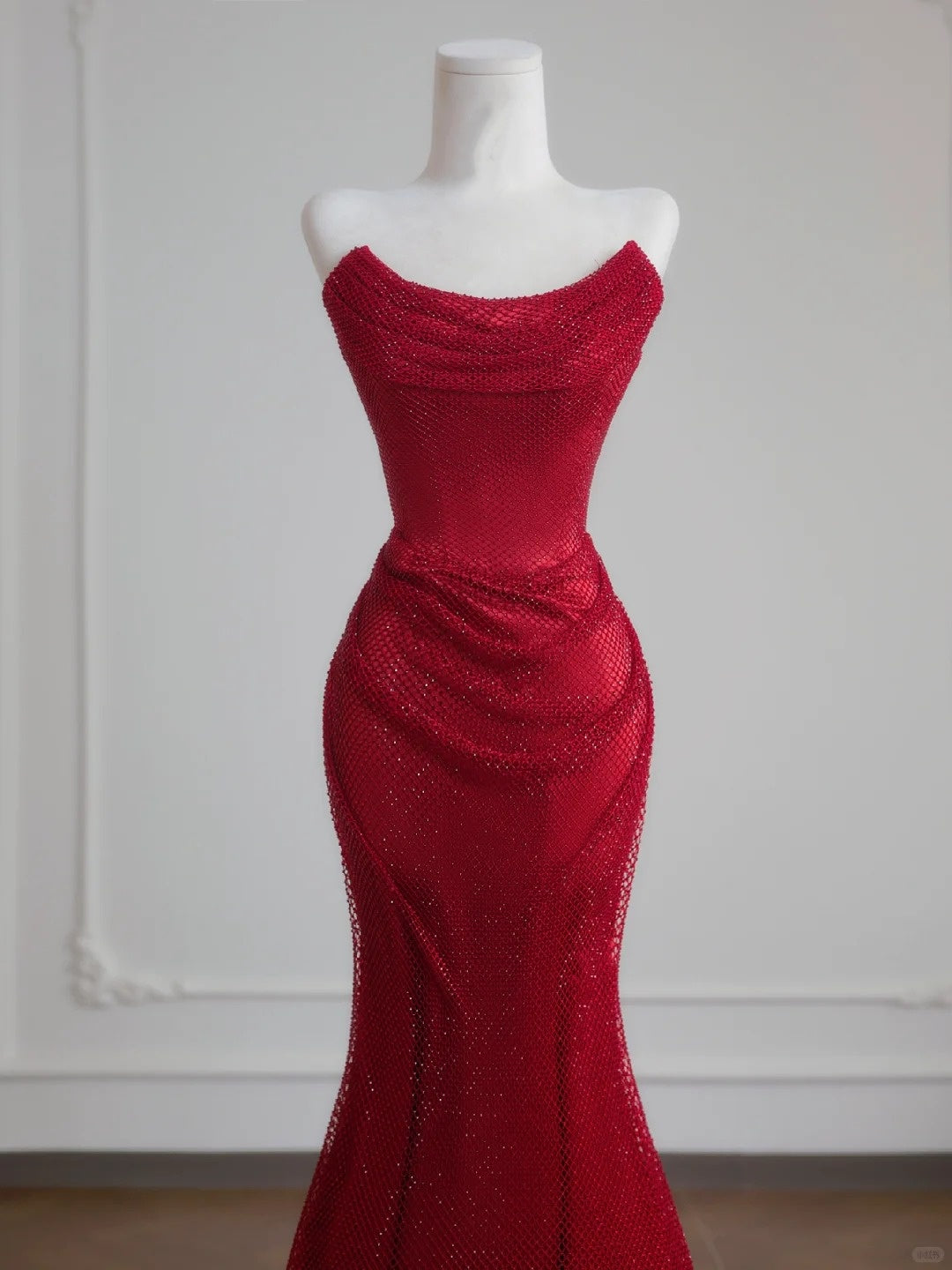 Robe de soirée longue rouge sirène moulante et brillante, élégante, nv4956