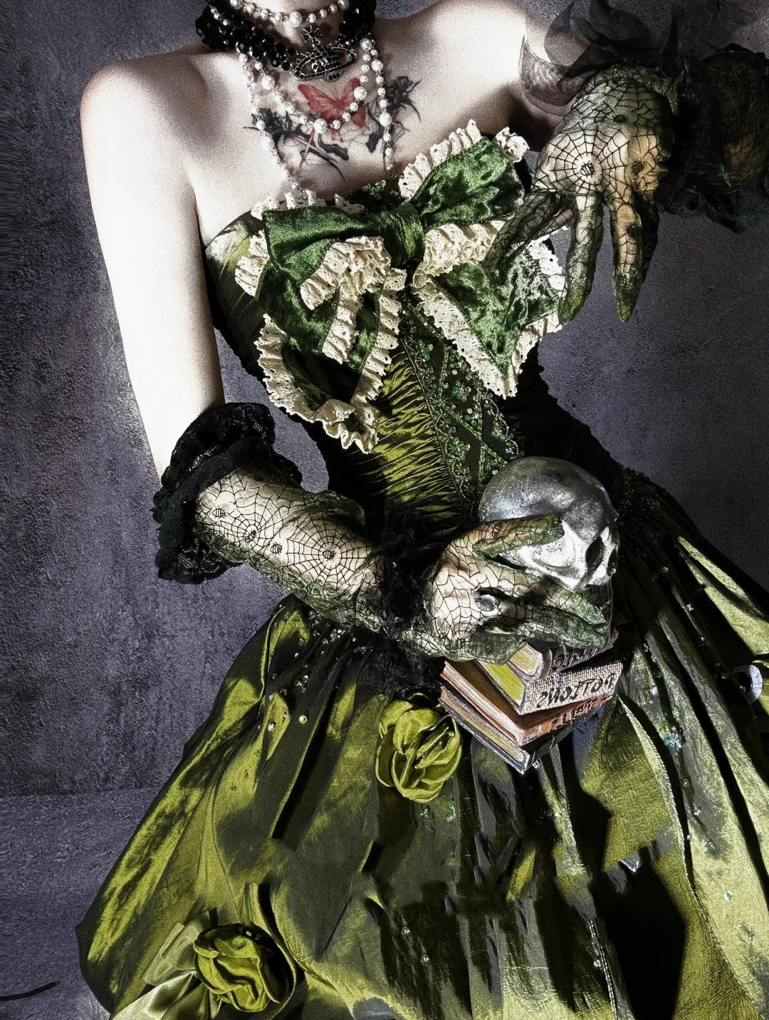 Grünes wunderschönes, exquisites, langes Satin-Ballkleid mit Perlen, Abendkleid, Partykleid, NV4375