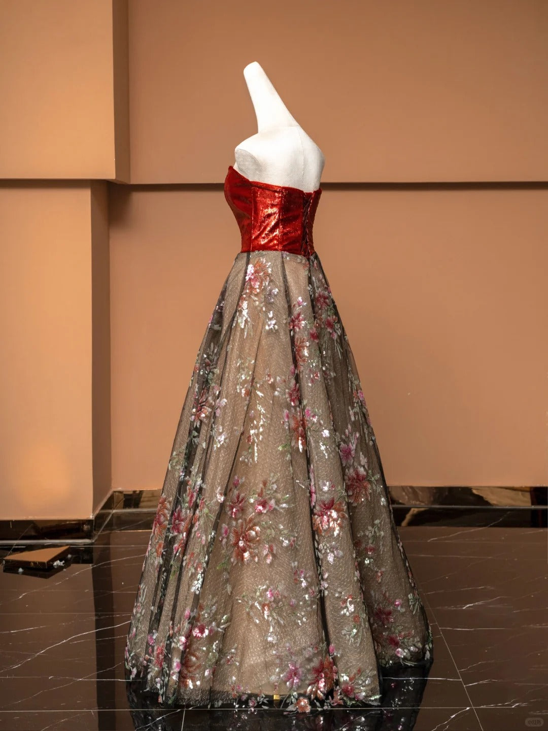 Red tube top floral elegant fashion long tulle Prom Dress evening dress party dress  nv4746