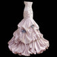 Pink Sweet Lace Bow Long Tulle Satin Princess Ball Gown Evening Dress Party Dress Adult Ceremony Dress Birthday Dress nv4199