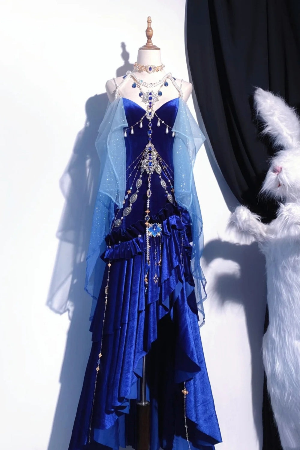 Retro Blue Long Goddess Dress Prom Dress NV6473