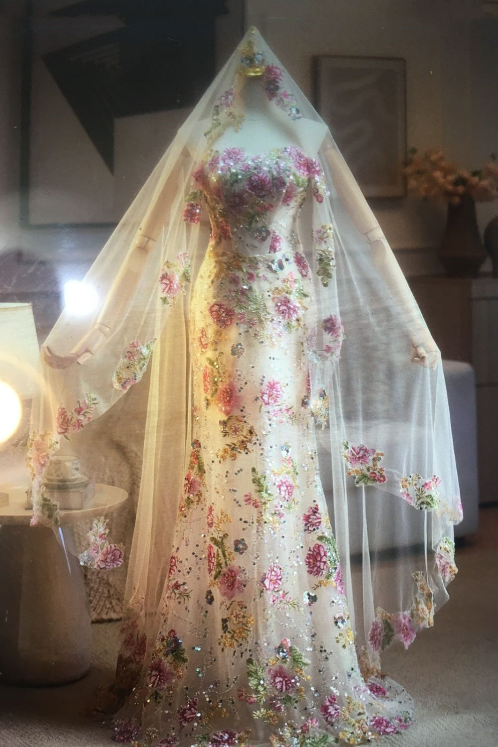 NiceVestidos--Pink Sweet Floral Elegant Tulle Long Prom Wedding Dress NV5870