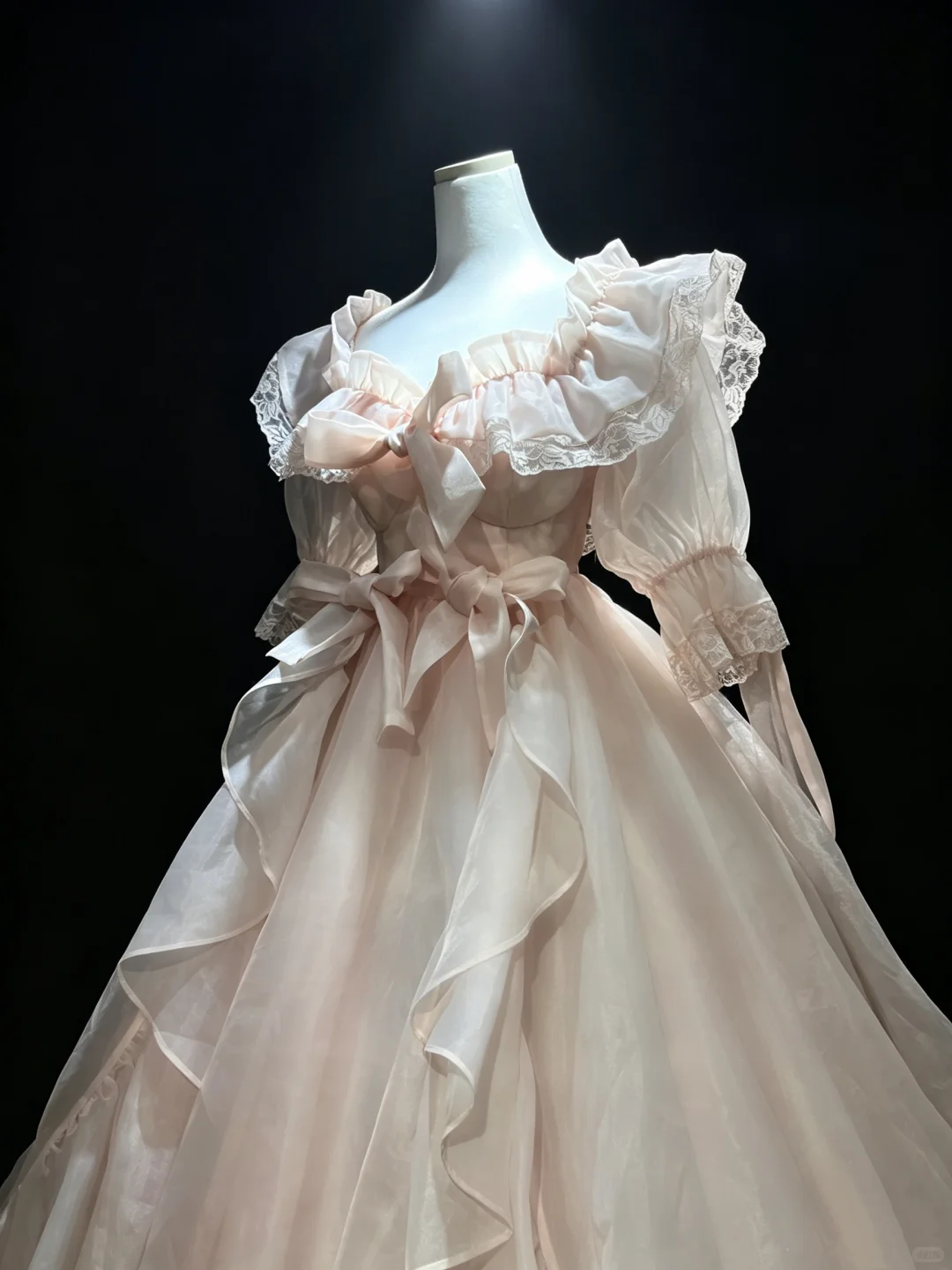 Light Pink Off Shoulder Ball Gown Lace Ruffle Puff Sleeve Big Bow Organza Lolita Formal Dress  NV6974