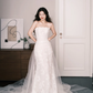 Strapless Lace Mermaid Wedding Dress Sheer Overskirt Bridal Gown  NV7219