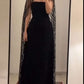 Black Glamorous Long Evening Gown With A Shawl, Nv2518