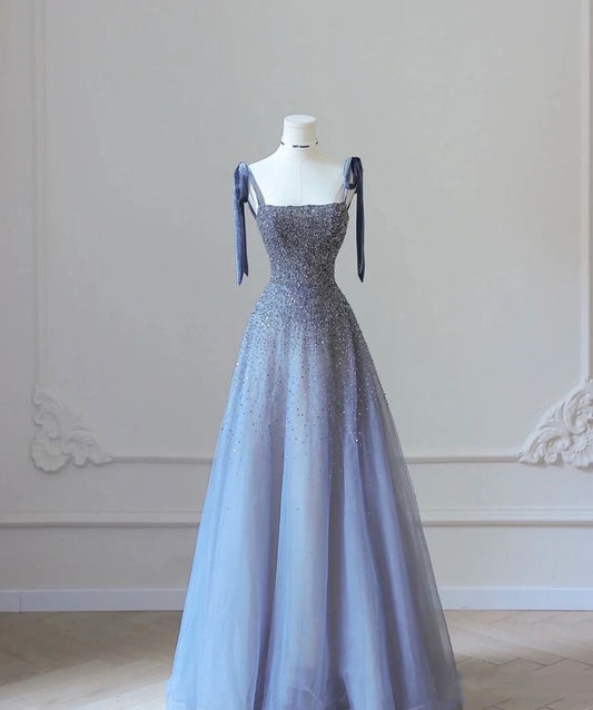 Purple Gorgeous Luxurious Shiny Elegant Fashion Exquisite Rhinestone Floor Length Tulle Graduation Gown Prom Gown Evening Gown nv3940