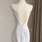 White Shiny Fashion Spaghetti Straps Long Satin Backless Long Ball Gown Evening Dress Party Dress nv3581