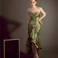 Green spaghetti strap bodycon long ball gown evening dress nv1965