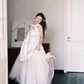 Halter Cutout Satin Tulle Wedding Dress with Beaded Bow Details  NV7385