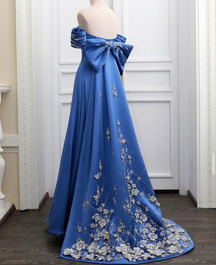 Robe de soirée longue élégante à strass bleu magnifique robe de soirée de vacances nv3087
