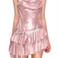 Sweet Spaghetti Strap Ruffle Short Satin Girls Mini Homecoming Dress Party Dress nv5438