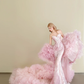 Pink Sweetheart Sheer Mermaid Prom Dress Sequin Cloud Tulle Train  NV7147