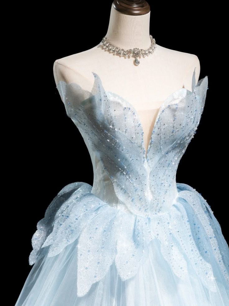 Light blue elegant sweet exquisite beaded long tulle ball gown evening dress Graduation dress adult dress nv3778
