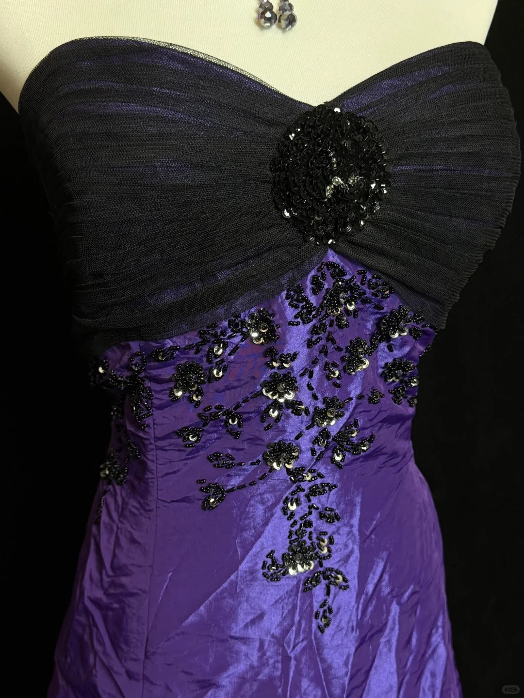 Charmantes lila exquisites Strass-Taft-Vintage-Ballkleid nv5147