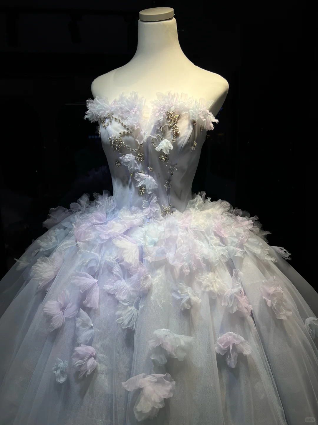 Strapless Light Ice Blue Prom Dress 3D Flower Rhinestone Beaded Tulle Fairy Ball Gown  NV7058