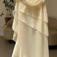 Elfenbeinweißes Vintage Spaghettiträger Langes Chiffon Ballkleid Abendkleid Partykleid nv4161