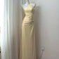 NiceVestidos-Yellow stylish and simple satin long Prom dress Nv5610