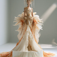 Ivory Gold One Shoulder Feather Wing Mermaid Fantasy Gown  NV7476