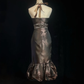 Halter Bronze Vintage Midi Prom Dress Shiny Taffeta 3D Fabric Rose Ruffled Mermaid Hem Formal Gown  NV6897