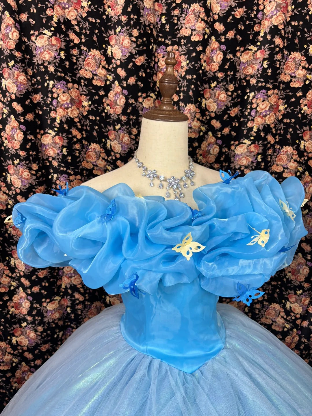 Blue princess Cinderella long tulle ball gown evening dress quinceanera dress nv4647