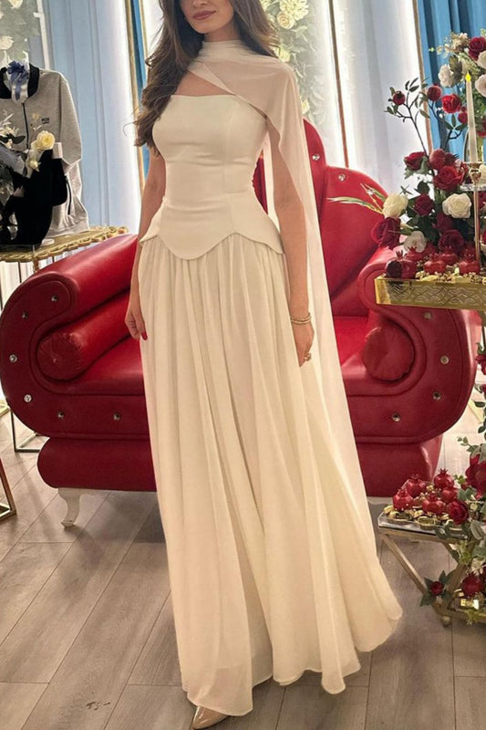 NiceVestidos--White Stylish Elegant Simple Long Tulle Prom Dress NV5851