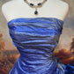 Bodenlanges, langes Vintage-Ballkleid aus blauem Satin, NV5152