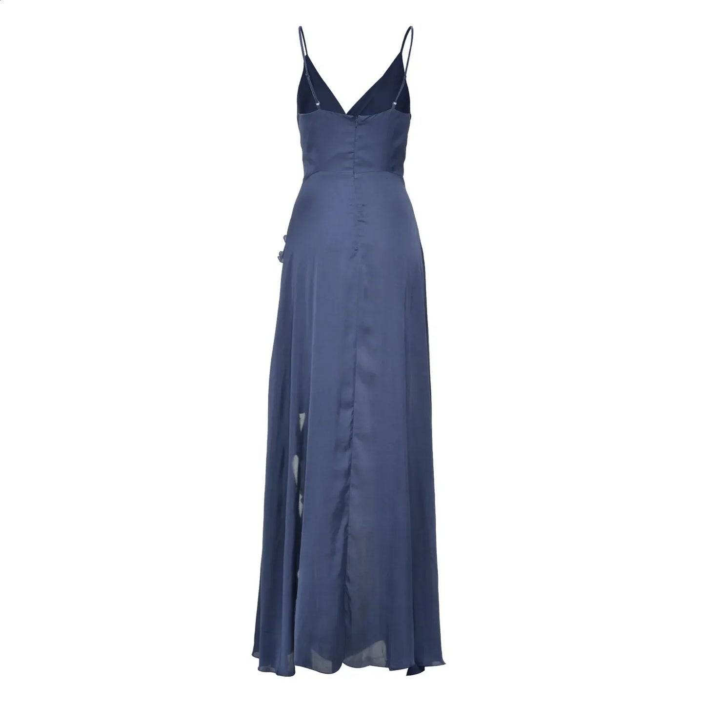 Irregular Ruffle Trim Split Cami Dress Rose red nv1339